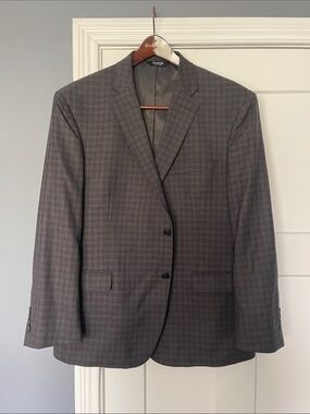 Jos. A. Bank Men's Gray Plaid Two-Button Suit Jacket